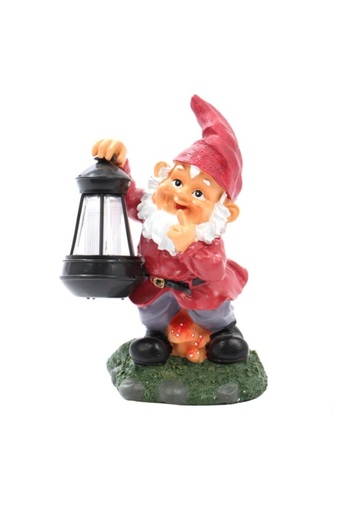 TOPI TOY Solar lamp, dwarf garden model, with lantern, white light, 24.5 cm