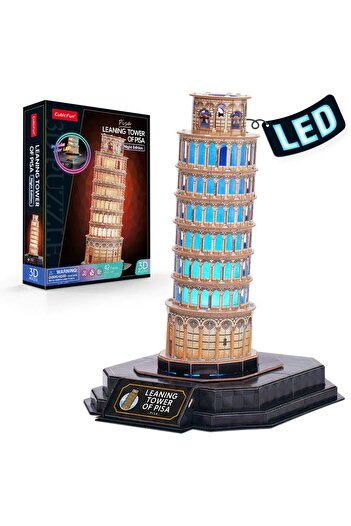 Cubic Fun Puzzle 3D Leaning Tower Of Pisa Night Edition cu LED 42 piese