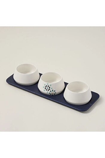 Dallaty white porcelain nut bowls with tray set 4 pcs