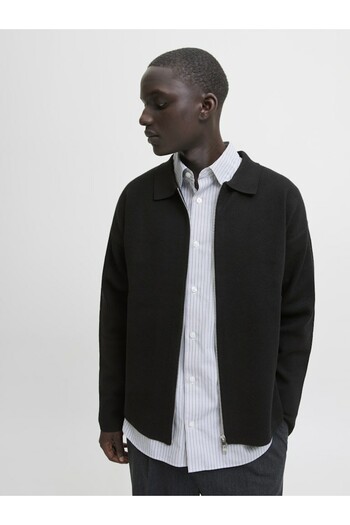 Jack & Jones Erkek Siyah Jprblabradfort Knit Cardigan Kazak & Hırka 12281760-Black