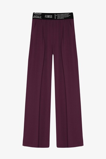 Quzu Women's Purple Elastic Detailed Trousers Pants 23Y71153-Dark Plum