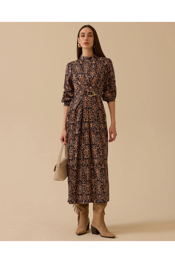 SCL Patterned Chain Detailed Jacquard Dress