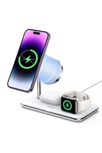 Ugreen Charging Station for Phone, AirPods, iWatch, 25W, Y14, Silicone, White