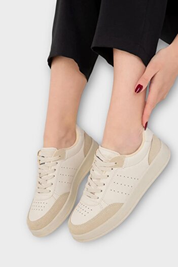 Liger Unisex Düz Hafif Taban Günlük Sneaker Ayakkabı BEJ