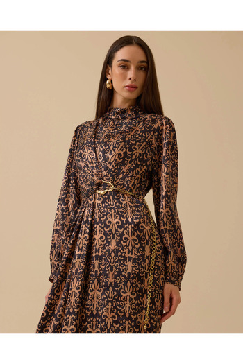 SCL Patterned Chain Detailed Jacquard Dress