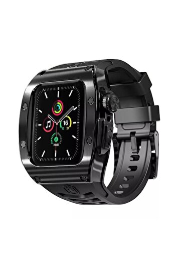 Stef's Cat Husa pentru Apple Watch 7/8/9 45mm + Curea, U74, Policarbonat, Black