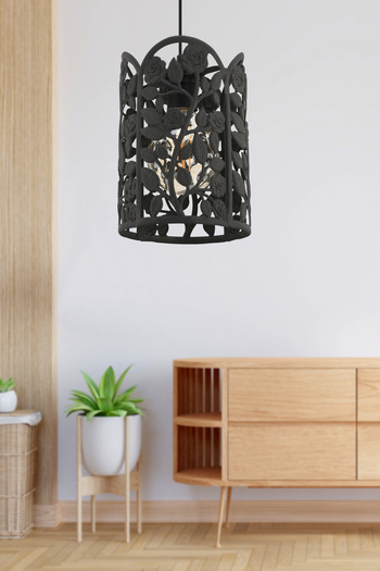 LUMINZO Flor 16 cm Siyah Modern Avize Sarkıt Salon Mutfak Kuaför Cafe Lamba Dekoratif Aydınlatma