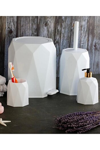 Se Yank Haus 4-Piece Bathroom Set Pedal Trash Can Toilet Brush Soap Dispenser Toothbrush Holder 4 Pieces