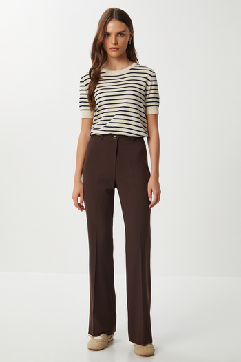 Lovelyİstanbul Lightweight Spanish Leg Polyviscon Trousers Lgp0020 Brown