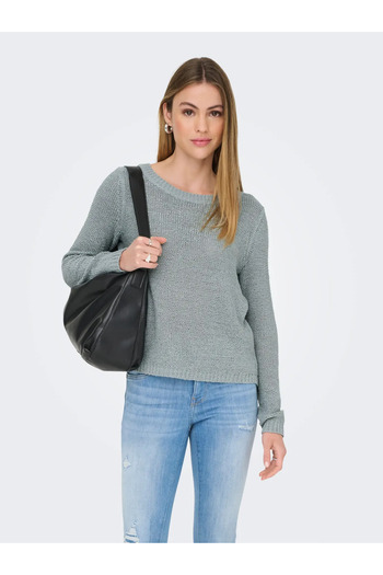 ONLY Pulover tricotat albastru pentru femei, cu gât rotund, cu croiala normală - 15113356