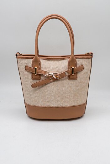 KRISTE BELL Brand Imported Belt Buckle Detailed Women's Bag Kb026 Beige