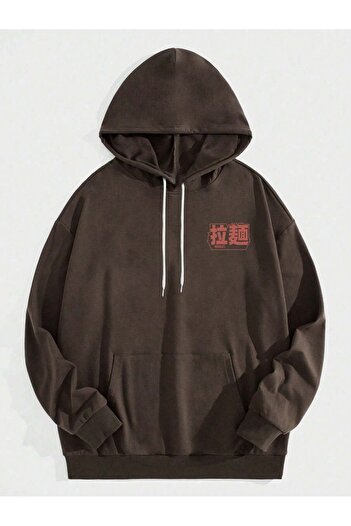 ModaQamar Ramen Printed Oversize Kangaroo Pocket Hooded Sweatshirt Hoodie