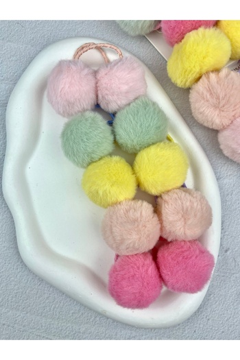 Toka Sepetim Pompom Rubber Buckle Set 5 Pairs of Children's Buckles
