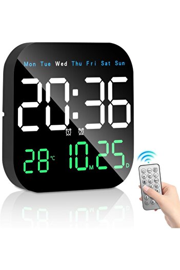 Hope Digital Wall Clock, 9'' LED Digital Clock with Remote Control
