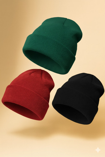 LAGRANZE Unisex Basic Knitwear Beanie 3 Pack
