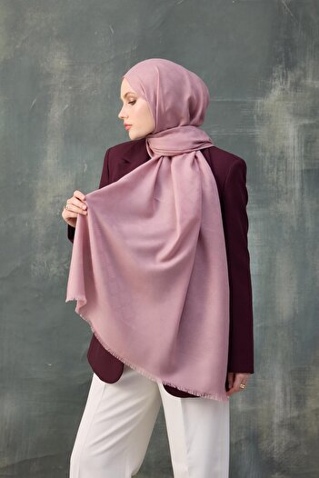 İpekhan Pink Wave Patterned Jacquard Cotton Shawl - 8010-17