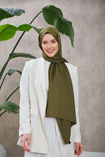 İpekhan Novvela Pattern Silky Jacquard Σάλι Χακί 9008-15