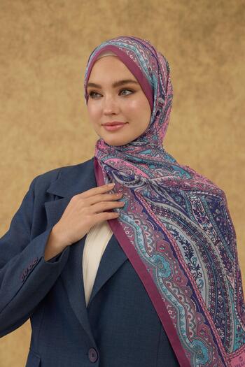 İpekhan Soft Shawl Dusty Rose Blue 3053-03