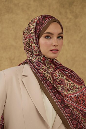 İpekhan İpekhan Soft Shawl Khaki Plum 3051-05