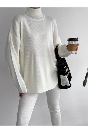 By Kuzey Aras Knitwear Two-Piece Set Casual High-Waisted Top and Slim-Leg Bottom Comfortable Daily Office School Outfit