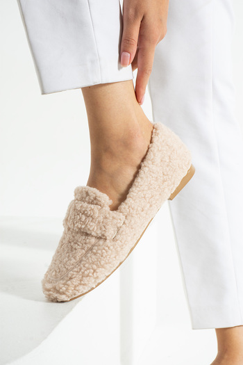 Mode Cool Women's Loafer Plush Lined Oval Toe Low Patterned Sole Shoes