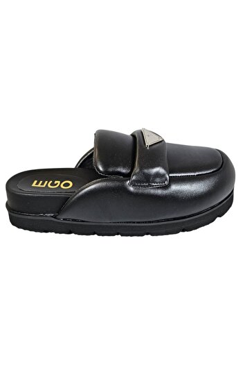 Ego Women's UK Prad-a Mule Mules, Black Eco-Leather, Solid Flatform, Lightweight, Size 38 EU