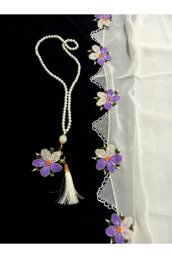 yörük tuhafiye Real Handcrafted Needlework, Prayer Rug, Cream Mevlüt Rug and Needlework Prayer Bead Set