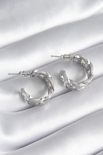 Inure Jewelry Brass Silver Color Zircon Stone Chain Model Women's Earrings Daily Use