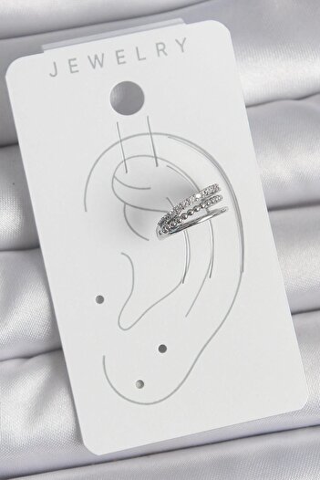 Inure Jewelry Brass Silver Color Zircon Stone 3 Row Model Women's Cartilage Earrings Daily Use