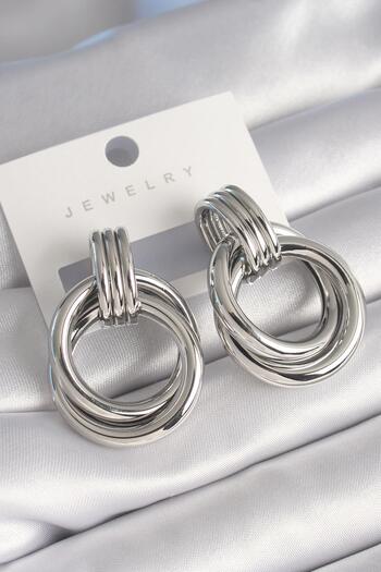 Inure Jewelry Brass Silver Color Hoop Model Women Earrings Daily Use