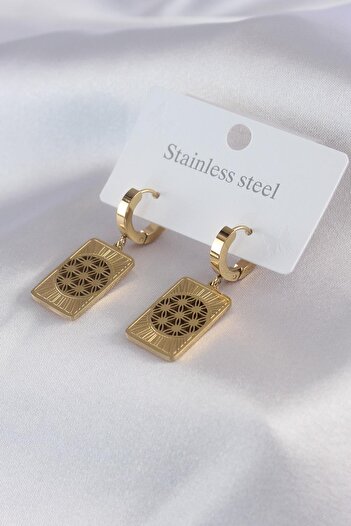 Inure Jewelry 316L Steel Gold Color Lotus Carving Women Earrings Daily Wear