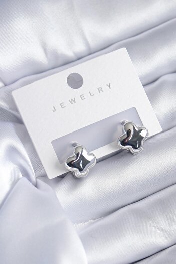 Inure Jewelry Silver Color Clover Model Brass Women's Earrings Daily Use
