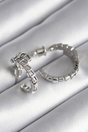 Inure Jewelry Brass Silver Color Zircon Stone Snake Model Women's Earrings Daily Use