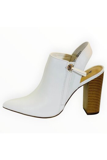 JustFab Women's High Heel Boots JustFab, White Faux Leather, Size 38.5 EU