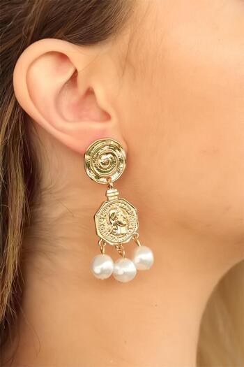 Inure Jewelry Gold Color Pearl Dangle Earrings Daily Wear