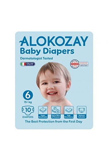 Alokozay Premium Baby Diapers - Size 6 15+ Kg 10 Diapers