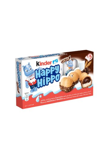 Kinder Happy Hippo Cocoa Biscuit 102 g Crispy Wafer Snack with Creamy Cocoa and Milk Filling