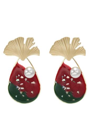 Pursehuit Golden earrings, with petals and pearls, Vilbert C3