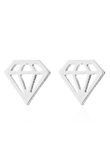 Pursehuit Silver earrings, stainless steel, diamond shape, blown with 18k gold, Freia C1