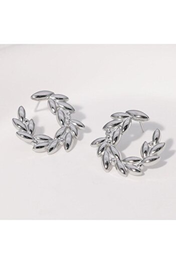Pursehuit Silver earrings, made of stainless steel, leaf shape, blown with 18k gold, Fritze C1