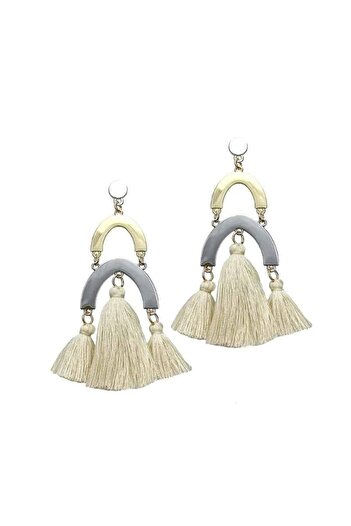 Pursehuit Fringe earrings, beige, Luana C2 OUT