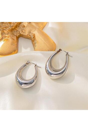 Pursehuit Silver earrings, stainless steel, 18k gold-plated, Barry C2