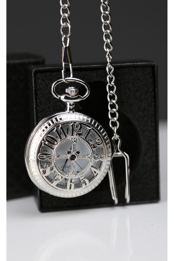 imsaconcept Clock with Numbers Engraved Silver Chain Clock with Box