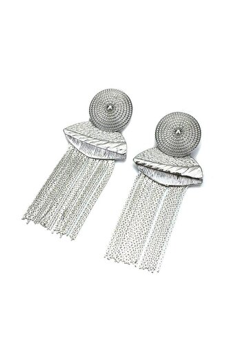 Pursehuit Silver earrings, with metallic fringes, Reija C3