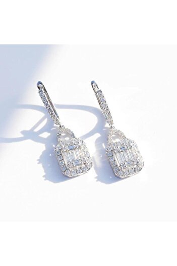 Pursehuit Silver earrings, with zirconia stones, Nora C7