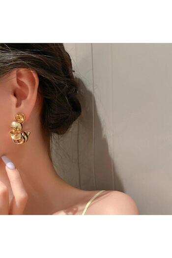 Pursehuit Golden earrings, semi-round, spiral shape, Tatania C8