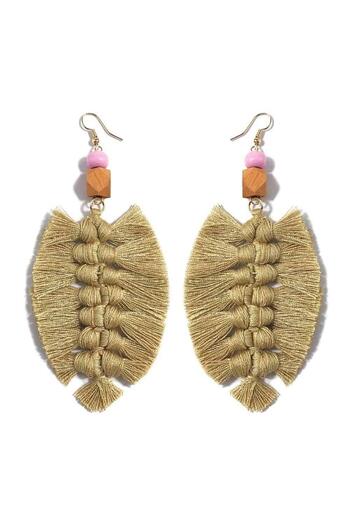 Pursehuit Braided leaf earrings, beige, Lottie C3