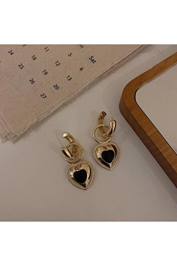 Pursehuit Gold earrings, heart shape, Elvida C7