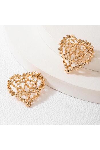 Pursehuit Gold-colored earrings, heart shape, with twigs, Evamaria C9