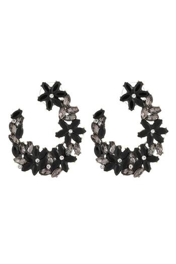 Pursehuit Golden earrings with black stones, Halina C4 OUT